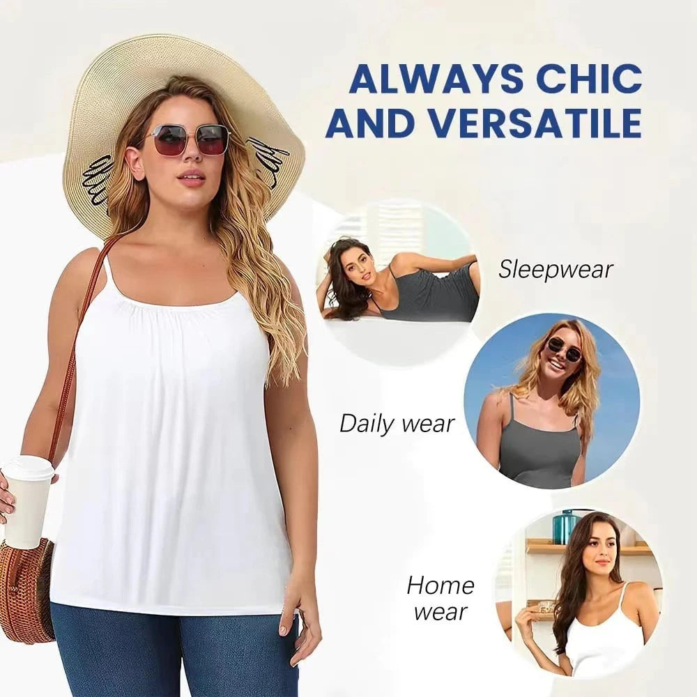 Plus Size Padded Camisole with Built-In Bra – S to 6XL Padded Camisole Top Babs
