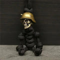 Skull Head Keychain Braided Paracord Biker Helmet Pendant Skull Keychain Pendant Babs black