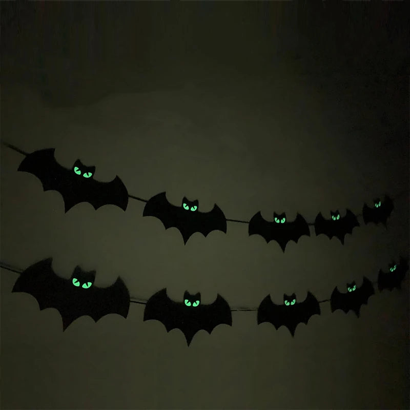 Halloween Glowing Bat Paper Banner Garland Party Decoration Halloween Garland Banner Babs