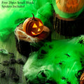 Glow-in-the-Dark Spider Web & 20 Black Spiders Halloween Decor Halloween Decoration Babs WHITE