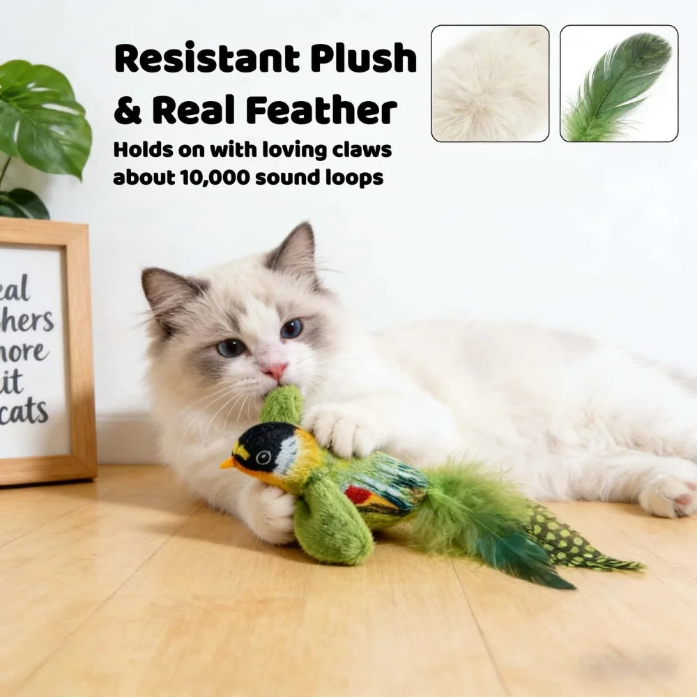 Interactive Cat Bird Toy – Catnip, Feathers & Motion Sound Interactive Cat Toy Babs