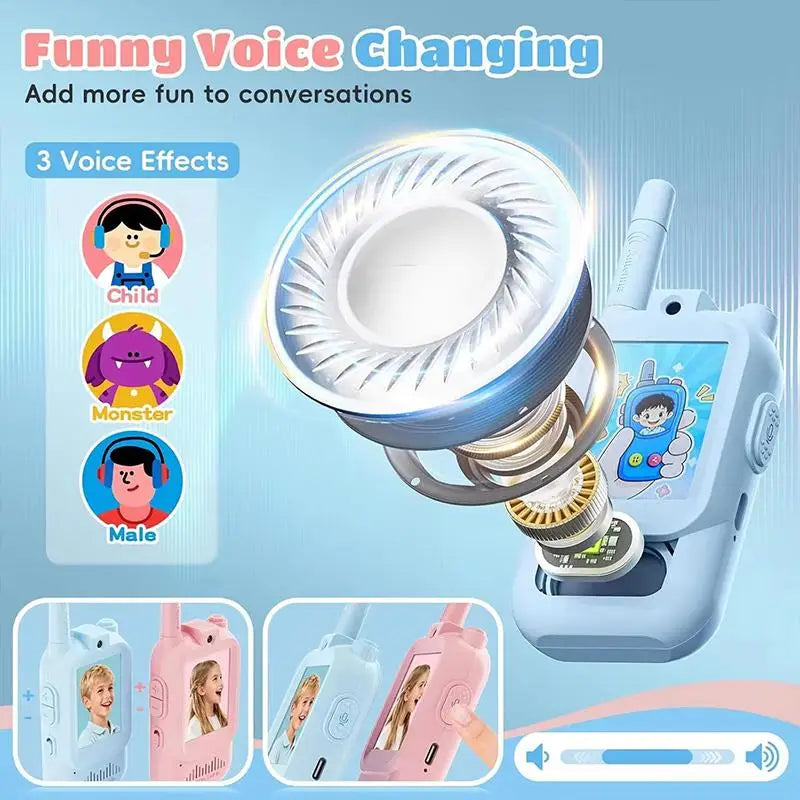 HUXUAN Video Walkie Talkies for Kids 2-Pack | HD Screen & Camera Kids Video Walkie Talkie Babs