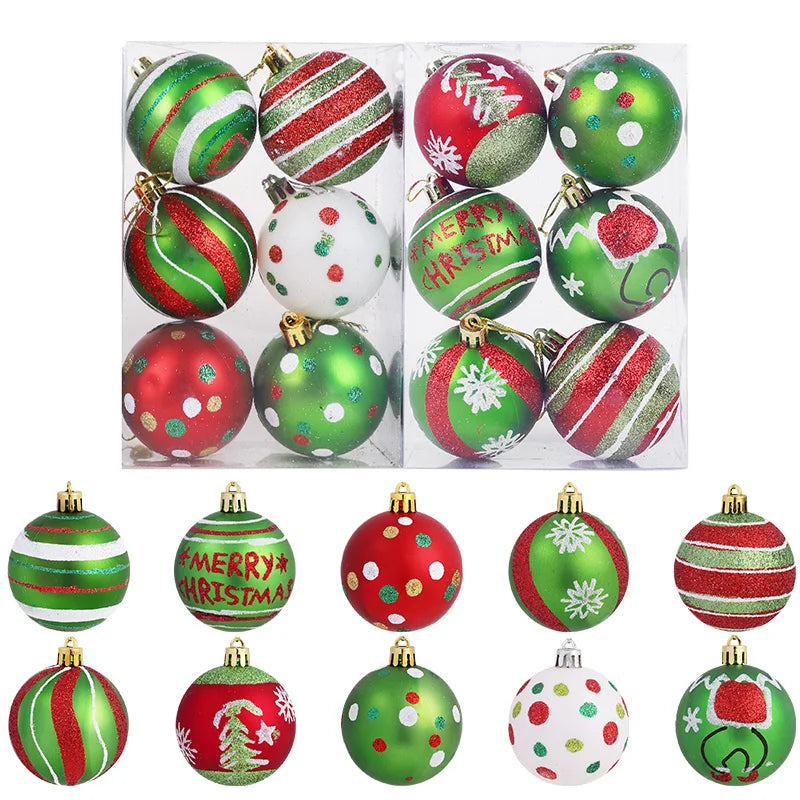 12PCS Glitter Christmas Ball Ornaments 6cm – Holiday Tree Décor Christmas Ball Ornaments Babs 12Pcs 6CM