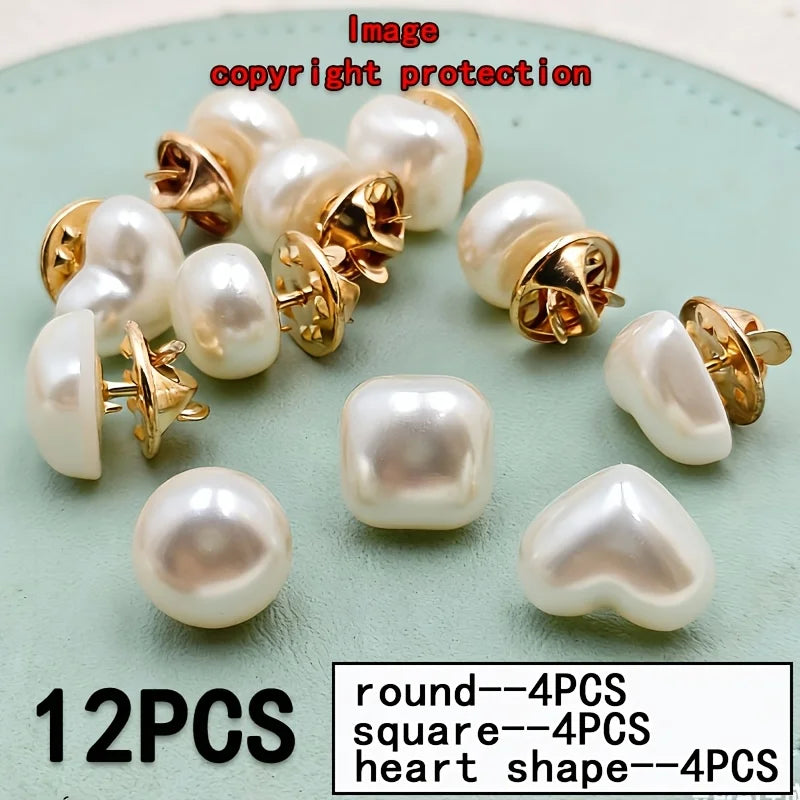 10pcs Pearl Butterfly No-Sew Anti-Glare Button Clips for Women Decorative Button Clips Babs