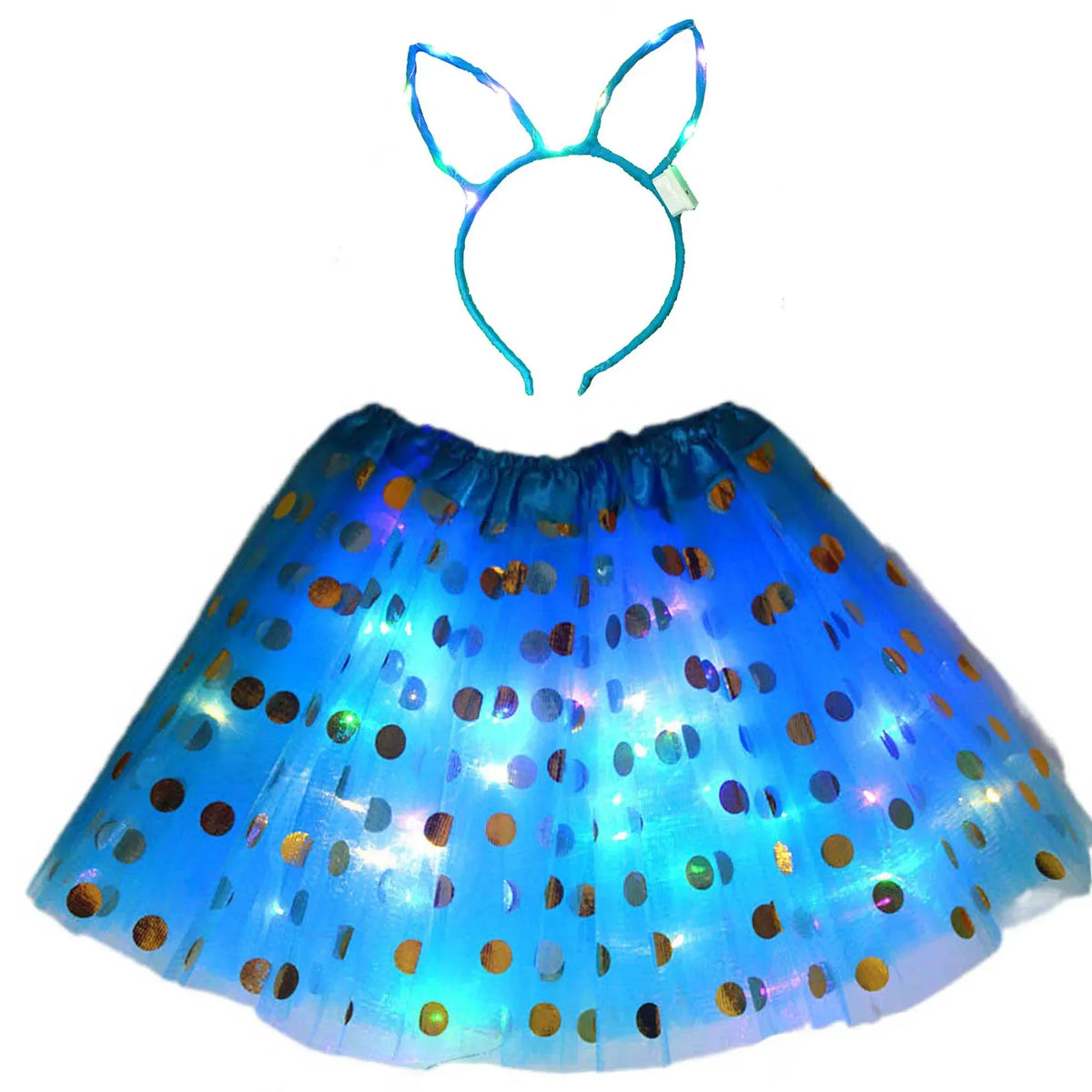 LED Light-Up Princess Tutu Skirt & Bunny Headband Set LED Costume Set Babs