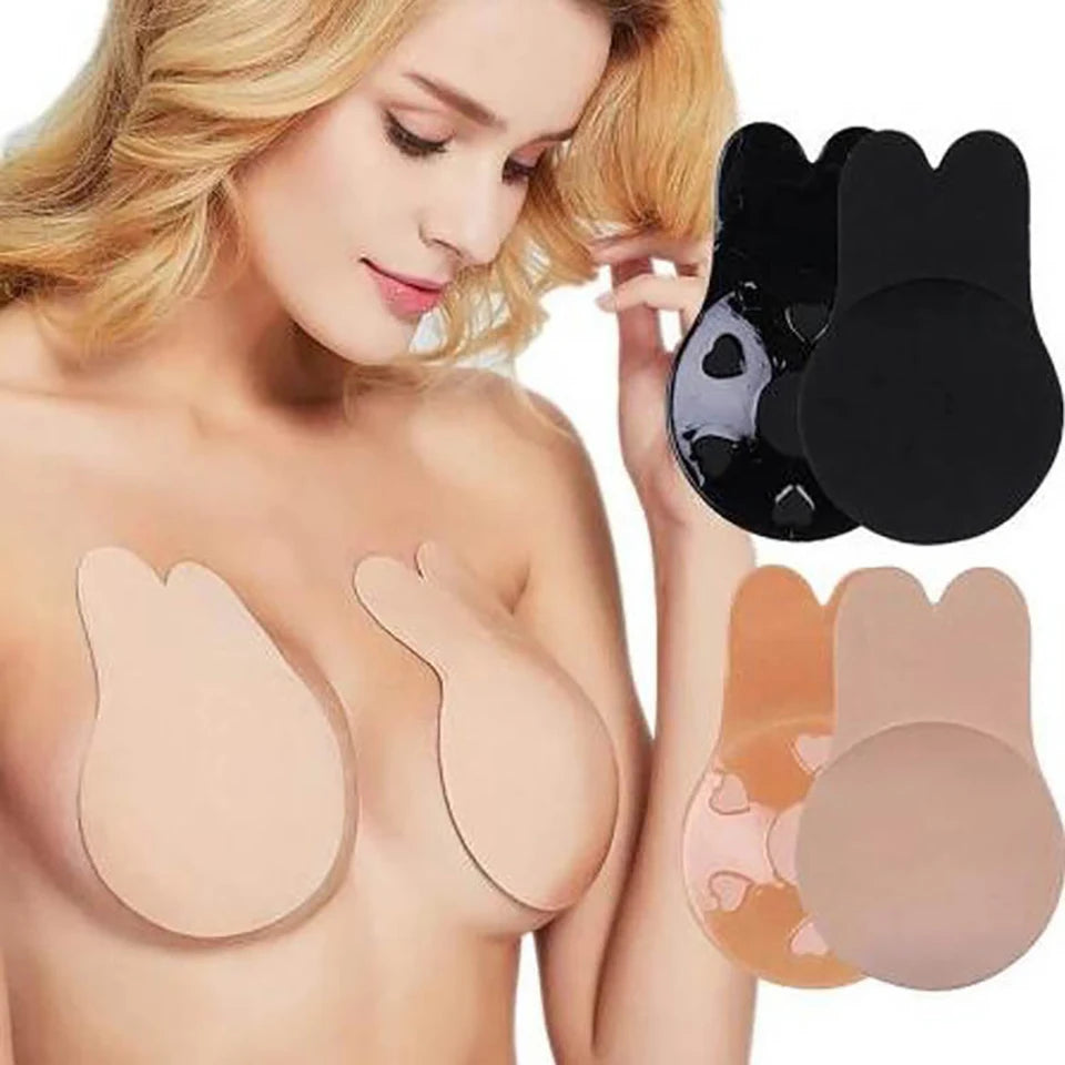 Women's Adhesive Silicone Strapless Bra & Nipple Covers – Reusable Adhesive Silicone Bra Babs