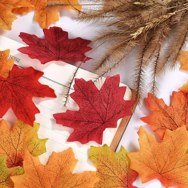 Artificial Silk Maple Leaves 50/100Pcs – Fall Party Decor Artificial Fall Leaves Babs