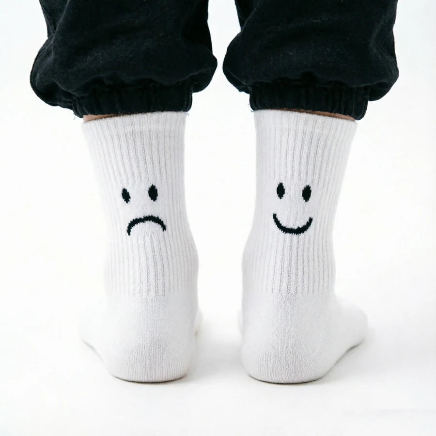 Funny Crying Face Cotton Crew Socks – Unisex Novelty Novelty Crew Socks Babs