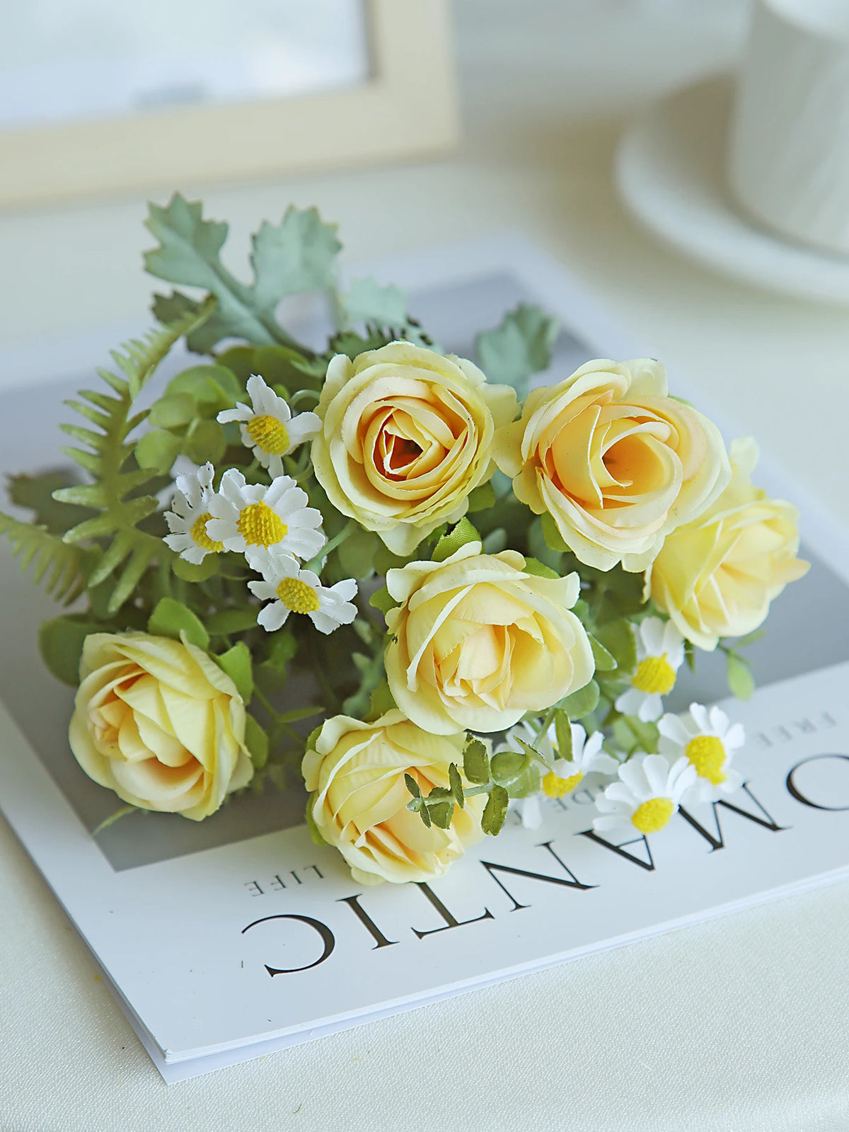 Silk Rose Artificial Flowers – Wedding & Home Décor (1/3 Pc) Artificial Silk Flowers Babs YELLOW 1PC
