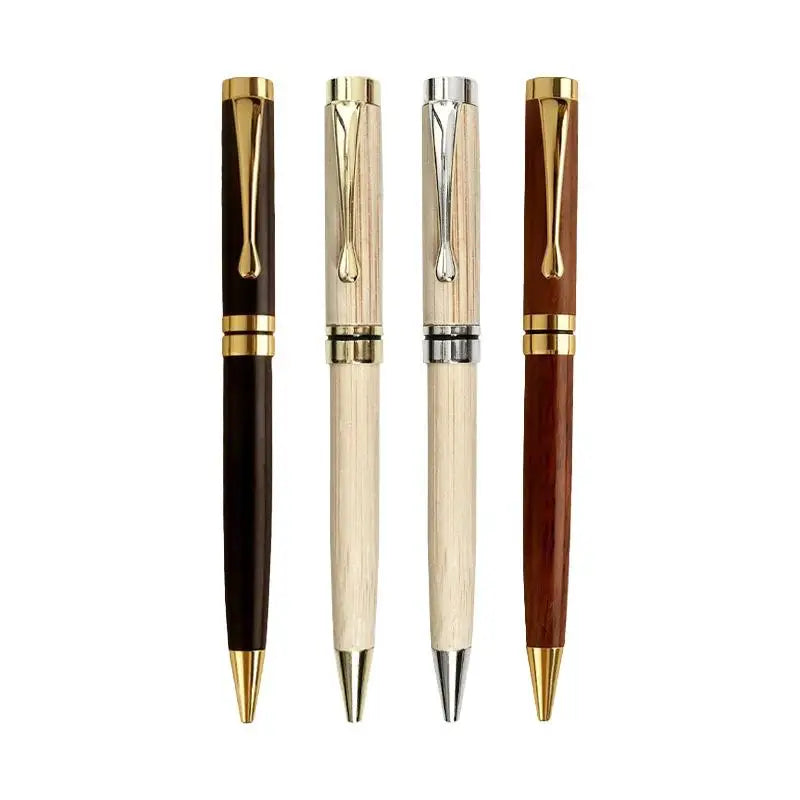 Metal & Sandalwood Rotating Ballpoint Pen with Gift Case Luxury Ballpoint Pen Babs