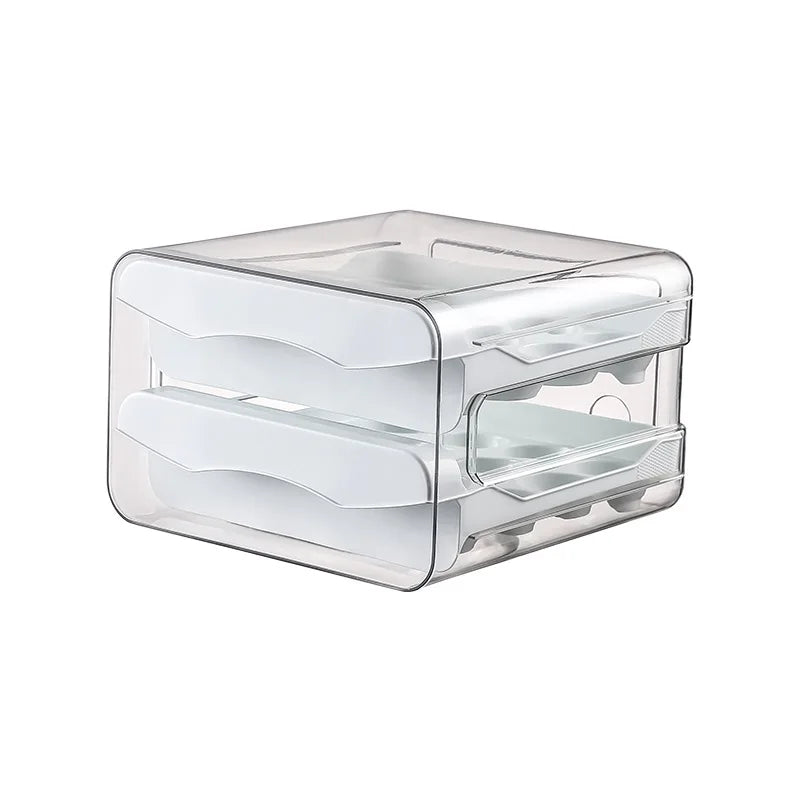 Drawer Style Refrigerator Egg Storage Box – Stackable Egg Storage Box Babs White 2-tier