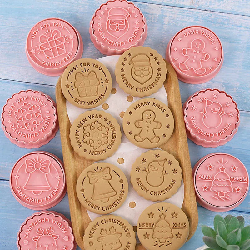 8-Pc Christmas Cookie Cutters & Stamp Set – Holiday Baking Cookie Cutter Set Babs