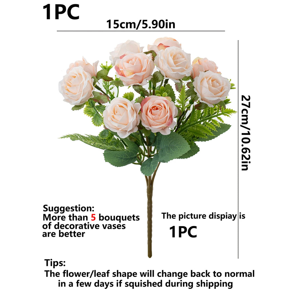 TTCY Silk Rose Artificial Bouquet – Wedding & Home Décor Gift Artificial Flower Bouquet Babs