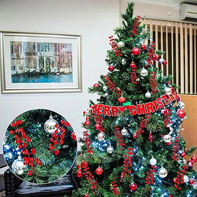 Artificial Holly Red Berry Branches – 5 or 10 Pcs Christmas Décor Artificial Holly Branches Babs