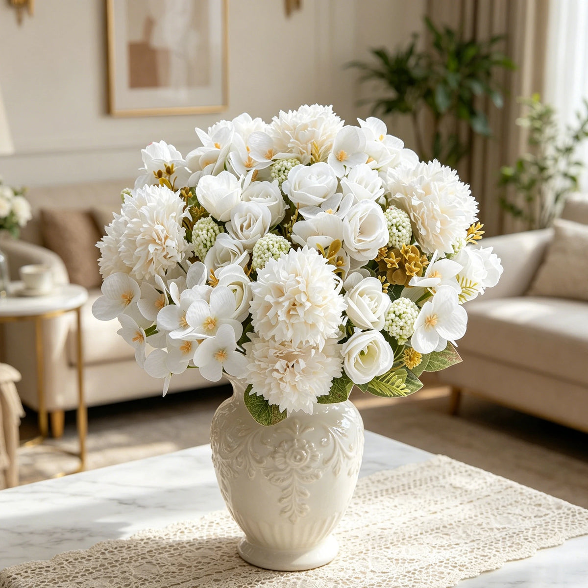 Silk Artificial Rose & Chrysanthemum Bouquet – Wedding Decor Artificial Flower Bouquet Babs