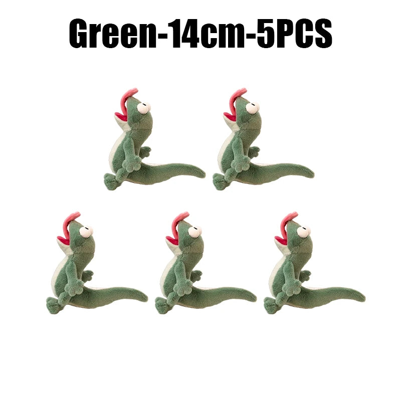 Sound-Making Lizard Plush Keychain – Magnetic Tongue Toy Gift Plush Keychain Toy Babs Green 5PCS