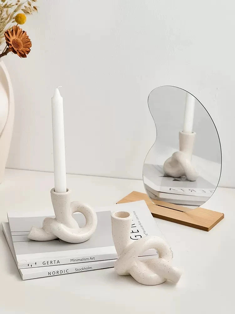 Ceramic Candlestick Holder – Modern Handmade Home Table Decor Candle Holder Babs