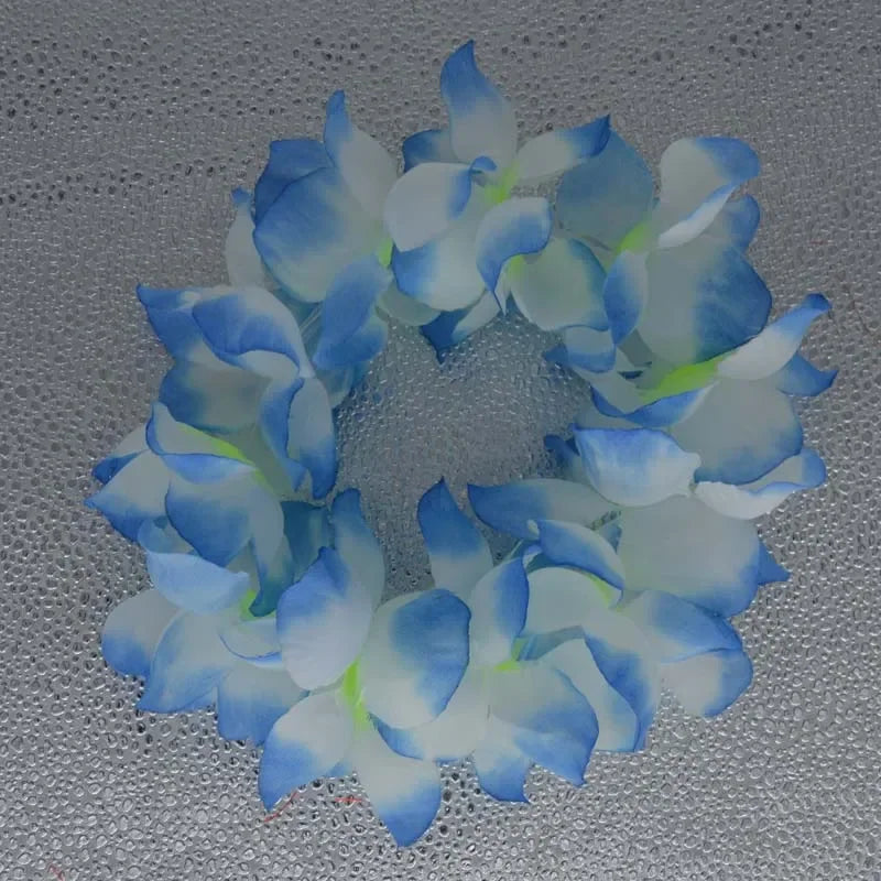 30pcs Hawaiian Flower Elastic Headbands – Luau Party Wreaths Flower Headband Set Babs blue