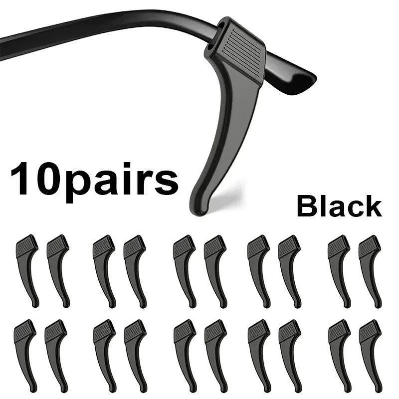 10pcs Silicone Anti-Slip Glasses Ear Hooks Temple Tip Grips Eyeglass Accessories Babs black-20pcs