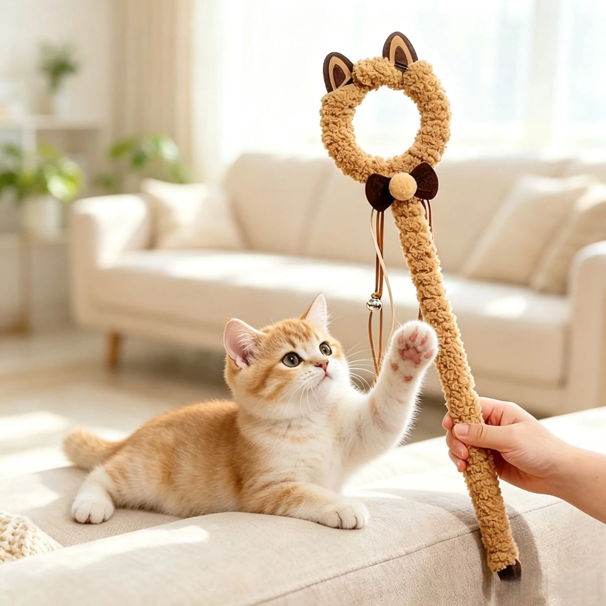 Plush Cat Stick Toy with Bells & Tassels | Interactive Wand Cat Wand Toy Babs