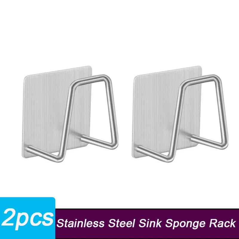 Stainless Steel Sink Sponge Rack & Kitchen Organizer Holder Sink Organizer Rack Babs Sliver-2pcs 4.5x4.5cm 1-tier