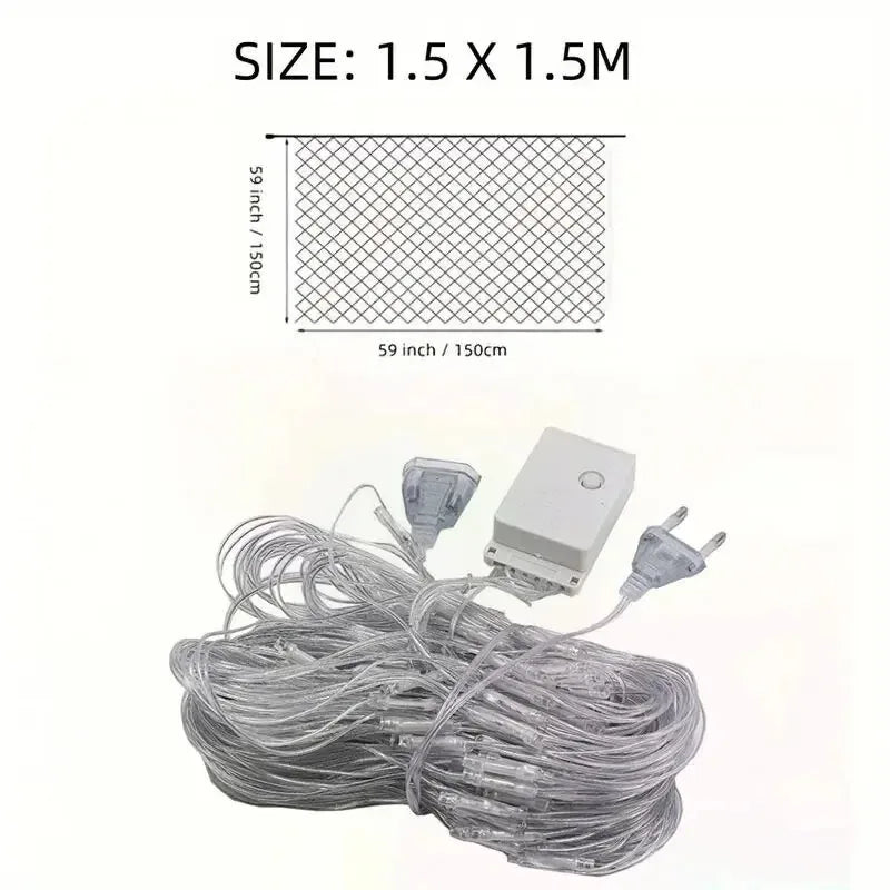 96 LED Net Mesh String Lights 1.5x1.5M – Christmas & Wedding Decor LED Mesh String Lights Babs