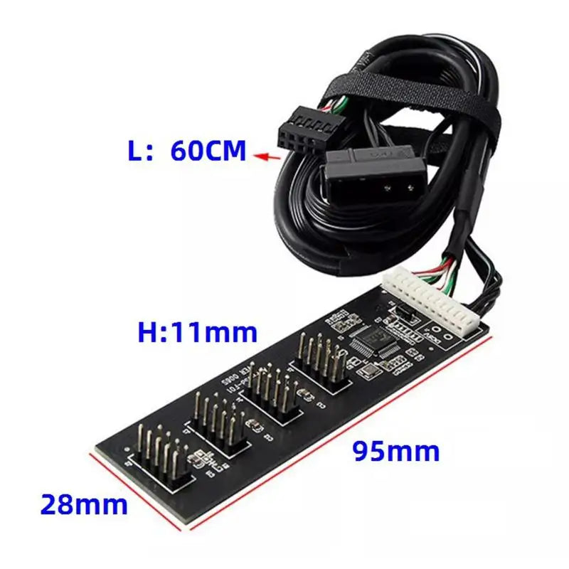 9Pin to 4x 9Pin USB 2.0 Hub Riser Card with 60cm Cable USB Hub Riser Card Babs