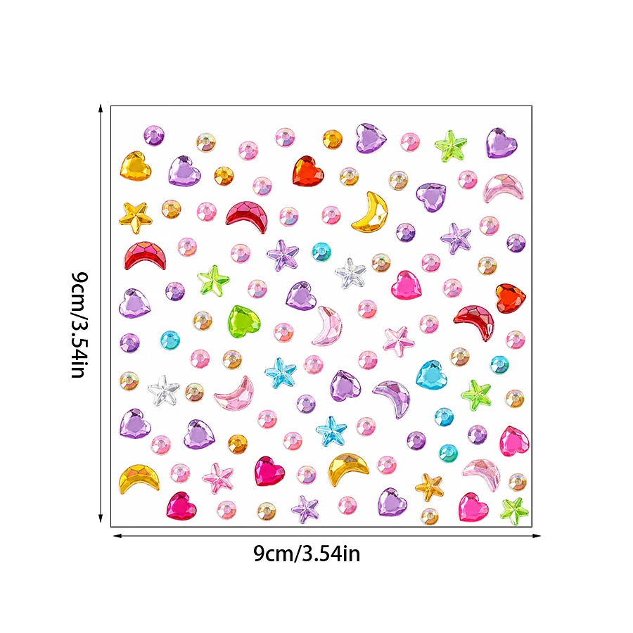 3D Rhinestone Star Moon Heart Glitter Stickers Kawaii Kpop Craft Deco Stickers Babs