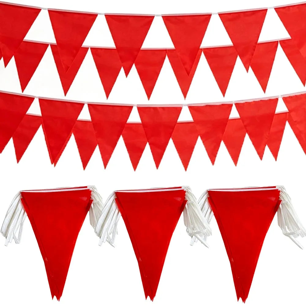 Red Triangle Pennant Bunting Banner – Waterproof Party Flags Party Bunting Banner Babs