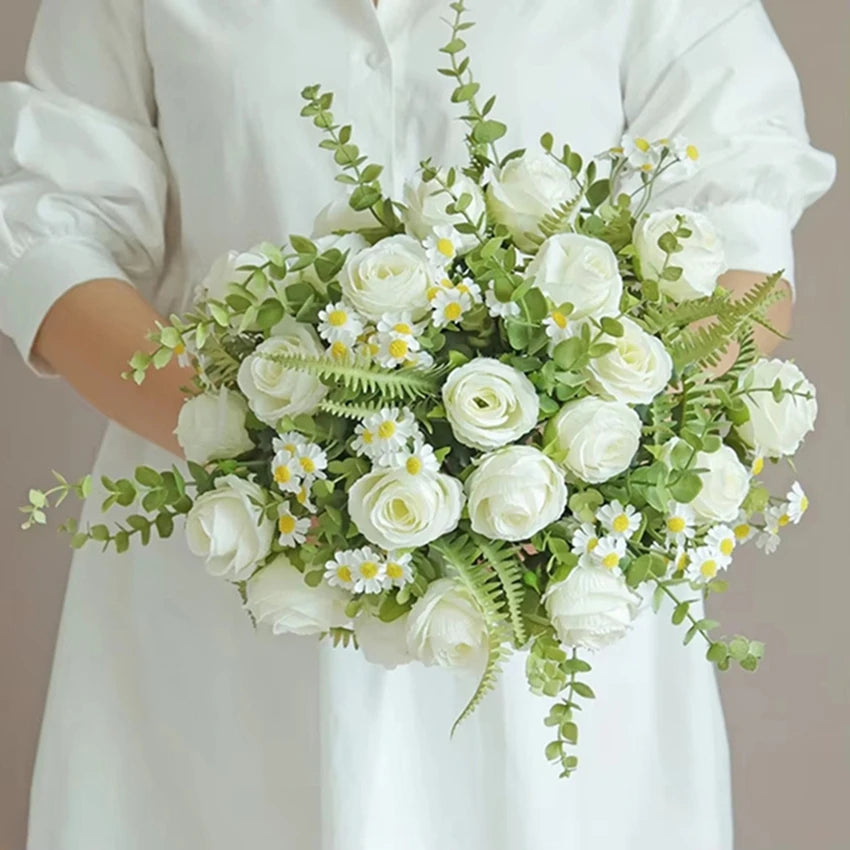Silk Rose Artificial Flower Bouquet – Wedding & Home Décor Artificial Flower Bouquet Babs