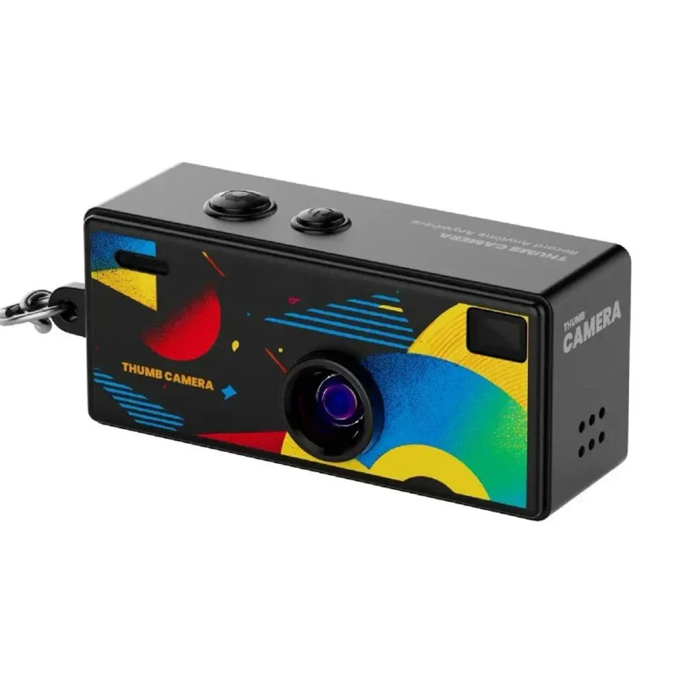 KEBIDUMEI Mini Retro Keychain Camera 1080P FHD Thumb Camcorder Mini Action Camera Babs Black No TF Card