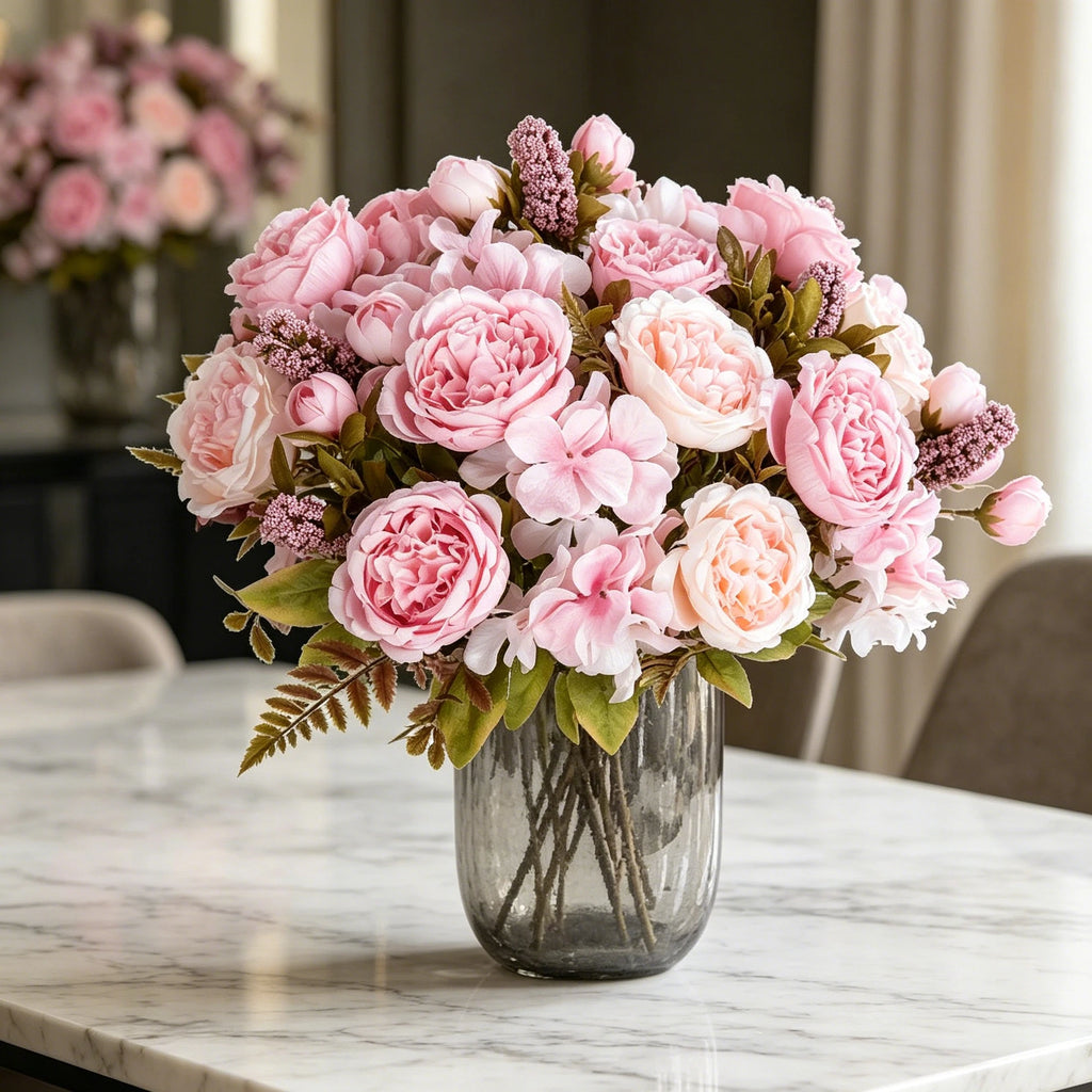 Artificial Silk Peony Hydrangea Bouquet – Wedding & Home Décor Artificial Flower Bouquet Babs
