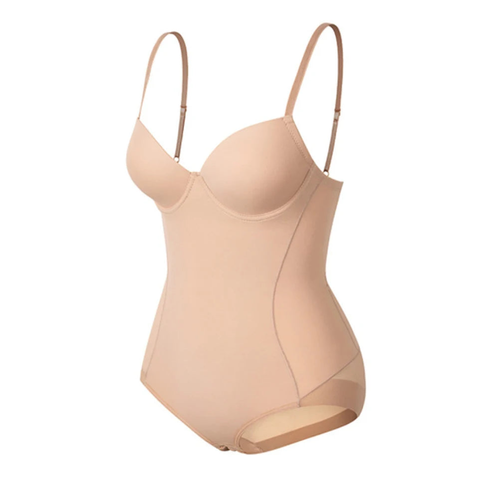 Women's Tummy Control Shapewear Bodysuit with Bra & Crotch Clip Shapewear Bodysuit Babs Beige XXL