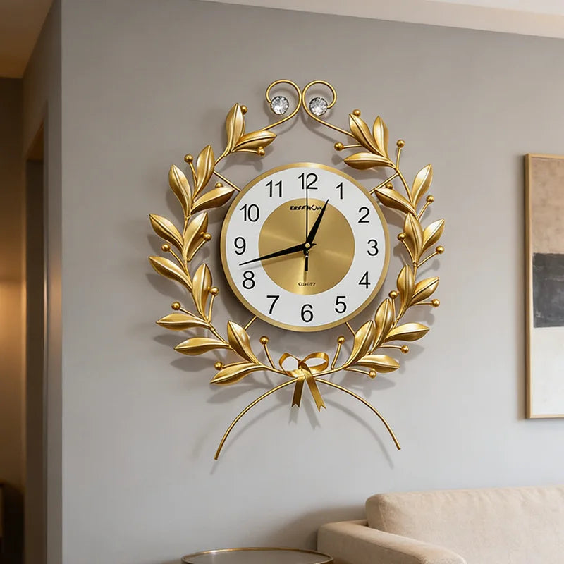 Nordic Modern Wall Clock – Gold Minimalist Silent Quartz, 55x40cm Decorative Wall Clock Babs