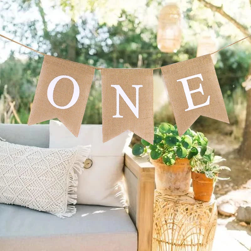 Burlap ONE Garland – First Birthday Banner & Photo Prop Birthday Party Banner Babs