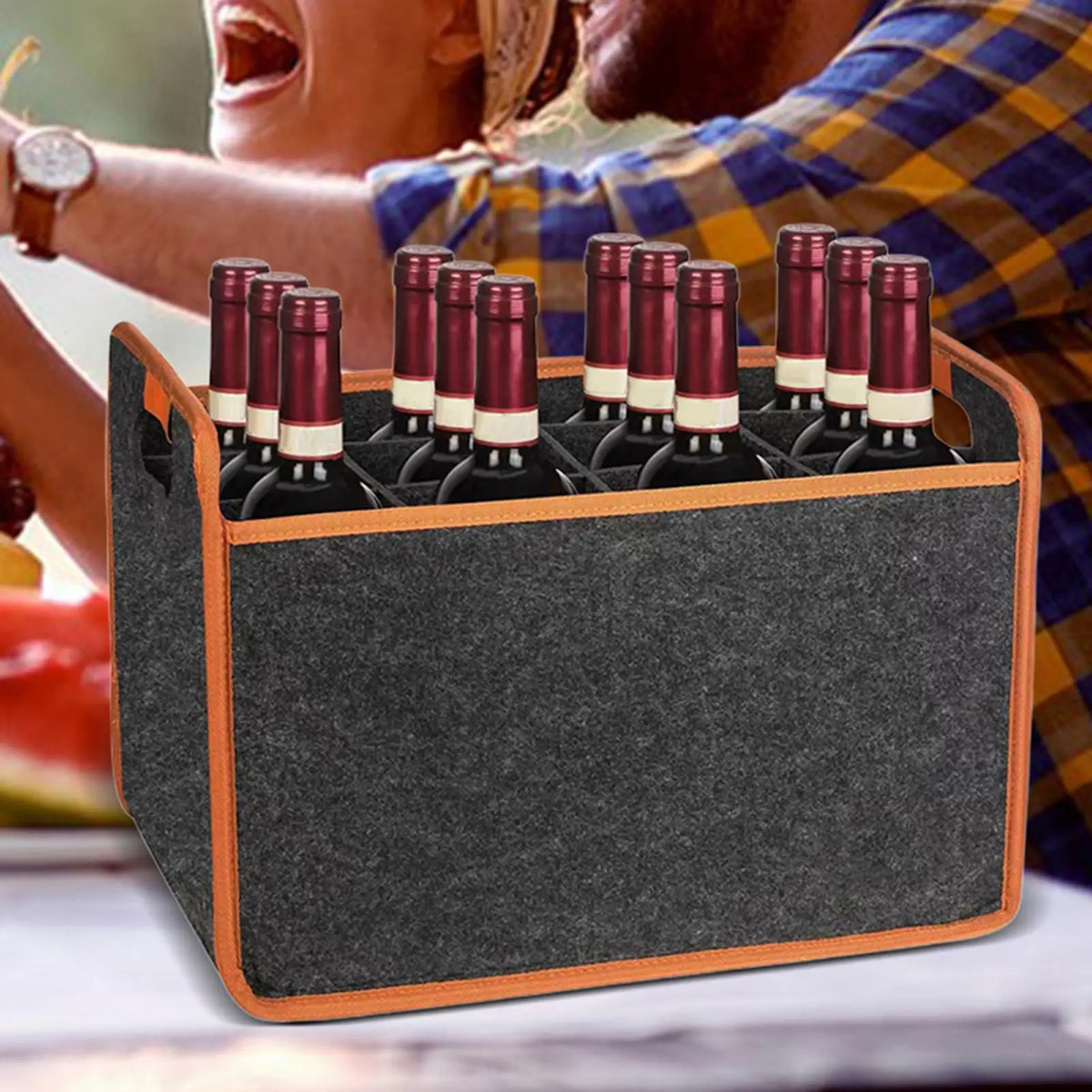 12-Bottle Felt Wine Tote Bag – Waterproof Travel Carrier Wine Bottle Carrier Babs
