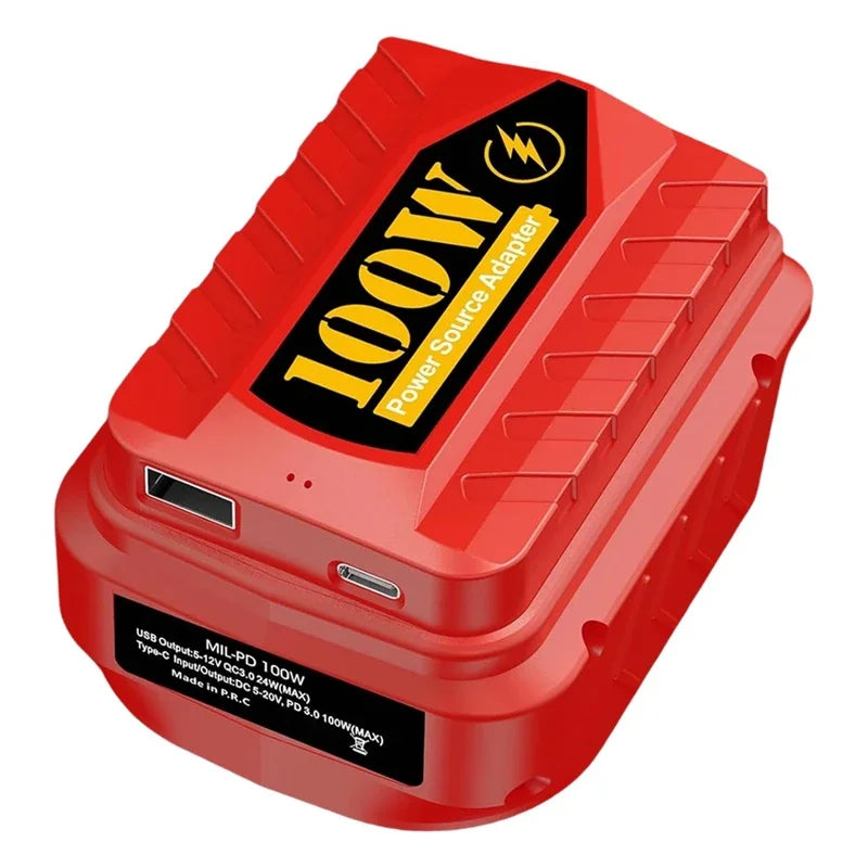 PD100W USB & Type-C Battery Adapter for Milwaukee 18V/20V Battery USB Adapter Babs For Milwaukee