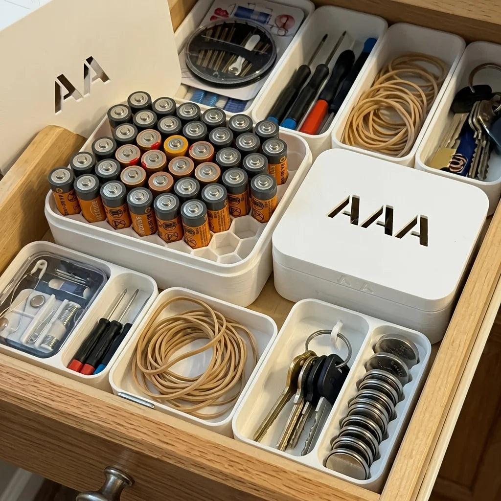 Stackable AA AAA Battery Storage Box – Large Capacity Organizer Battery Storage Organizer Babs
