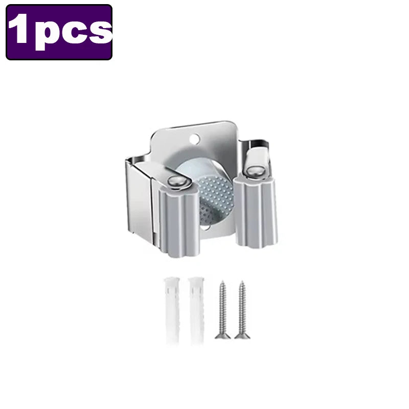 Stainless Steel Wall Mop & Broom Holder Clips | 1–4 Pack Wall Tool Holder Babs C-1pcs