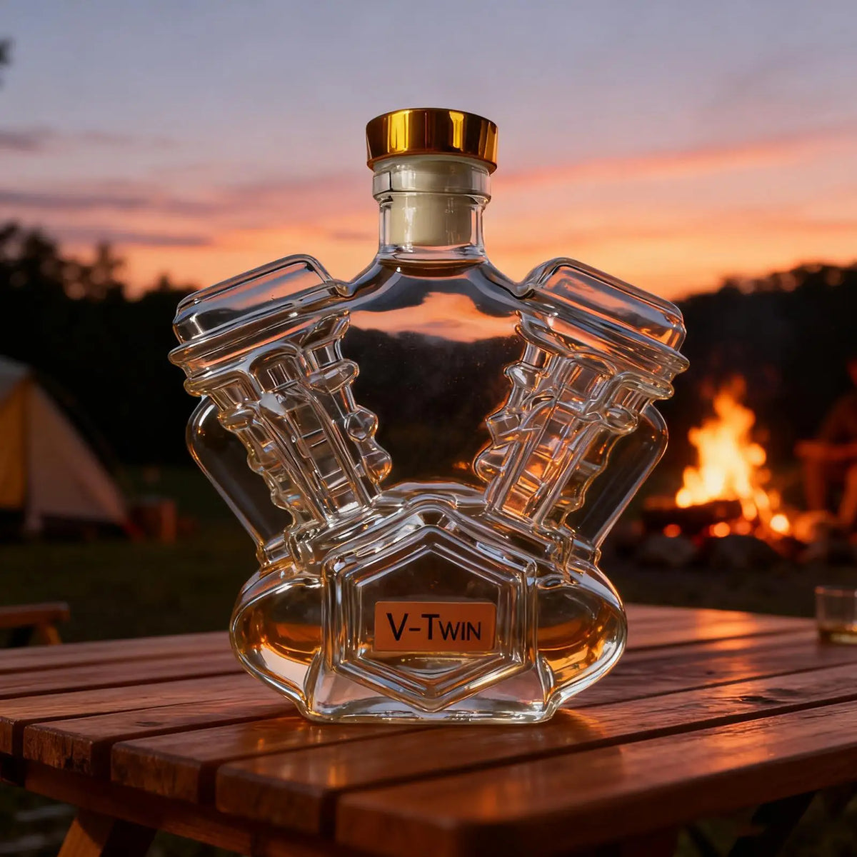 Motorcycle Engine Whiskey Decanter | V-Twin Crystal Glass Whiskey Decanter Babs