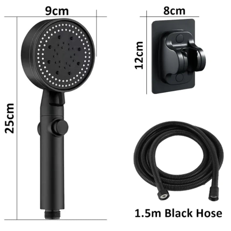 5-Mode High-Pressure Water-Saving Handheld Shower Head + Hose Handheld Shower Head Babs