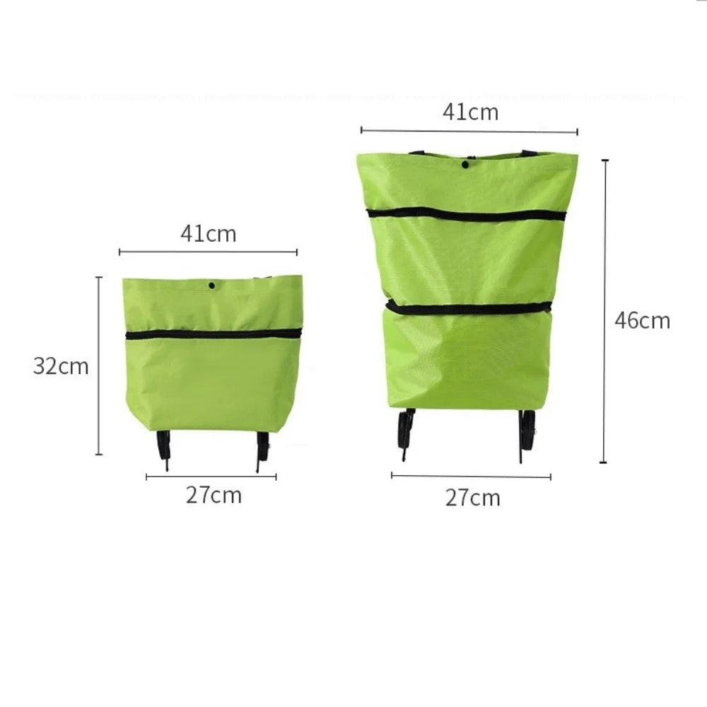 2-in-1 Foldable Shopping Cart Trolley Bag with Wheels – Waterproof Foldable Shopping Trolley Babs