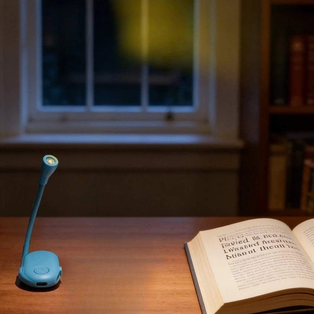 USB Rechargeable Clip-On LED Book Light – Dimmable 360° Clip-On Book Light Babs Blue