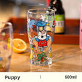 Large Capacity Cute Animal Print Glass Cup | Bar & Home Gift Glass Drinkware Cup Babs Puppy 501-600ml