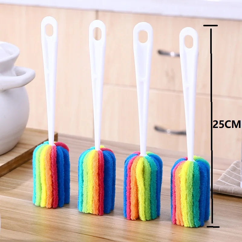 Rainbow Sponge Bottle Brush – Cup, Mug & Glass Scrubber Bottle Cleaning Brush Babs