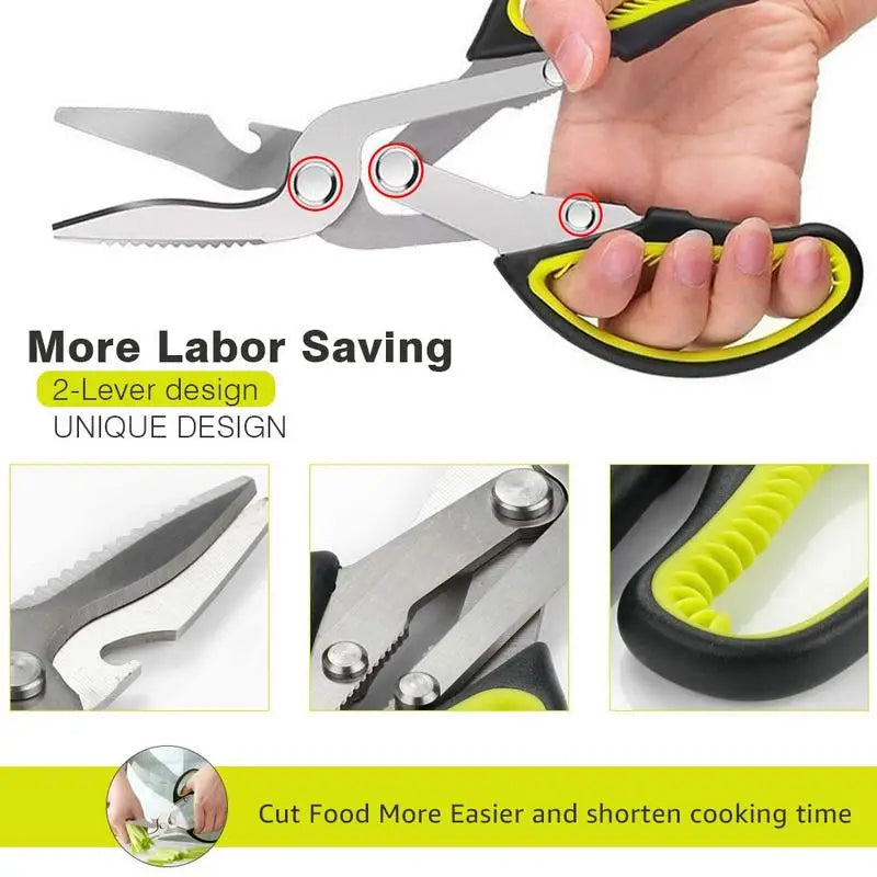 6-in-1 Heavy Duty Kitchen Scissors – Curved Stainless Steel Kitchen Scissors Babs