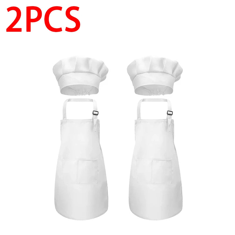 Kids Chef Apron & Hat Set – Kitchen Craft Painting PVC Apron Kids Chef Apron Set Babs 2pcs White M