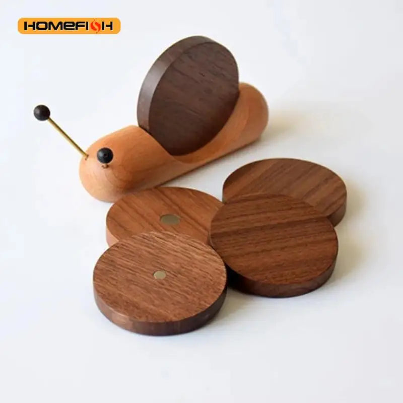 Snail Shaped Wooden Tea Coaster Set – Heat Insulation Cup Mat Wooden Tea Coaster Babs