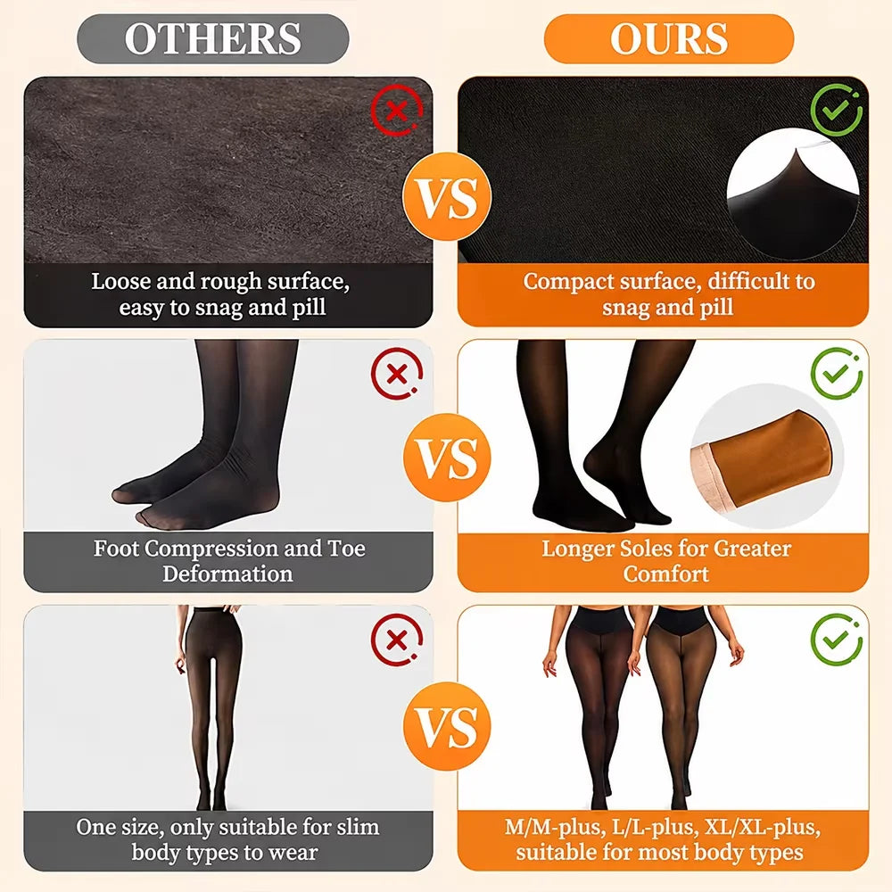 Women's Fleece Lined Thermal Tights – Warm Winter Leggings Thermal Fleece Tights Babs