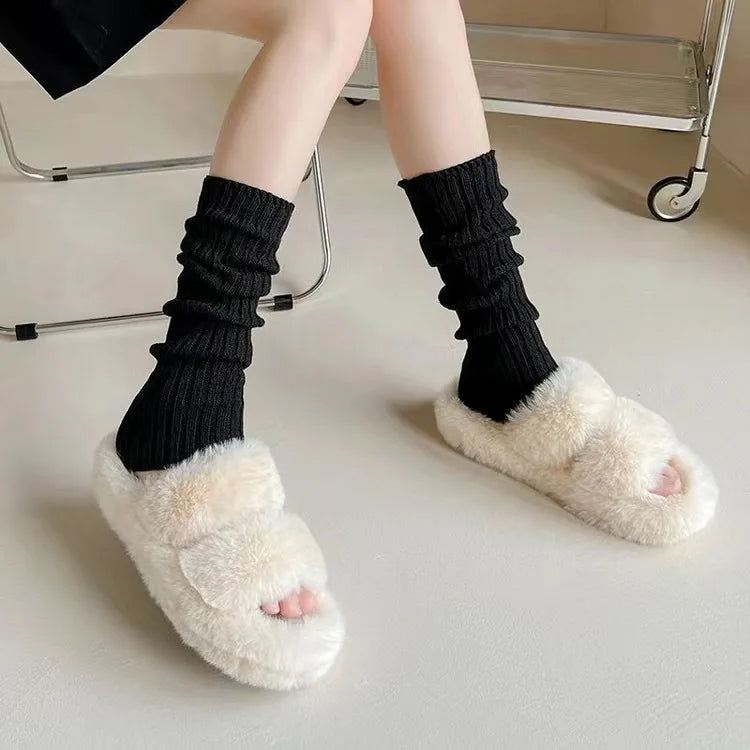 Harajuku Slouch Socks – Y2K Korean Loose Knit Leg Warmers Knit Slouch Socks Babs 2pcs 2 One Size